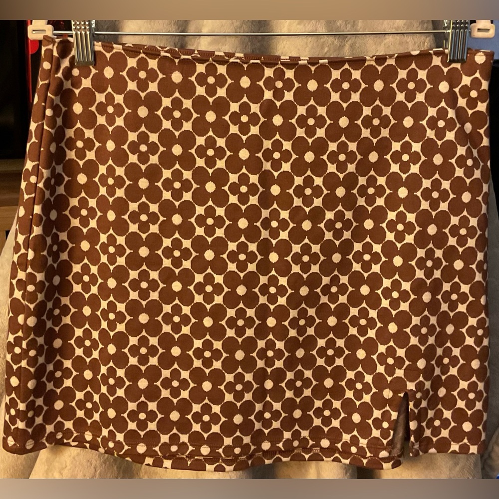 Hollister Brown Floral A-Line Skirt